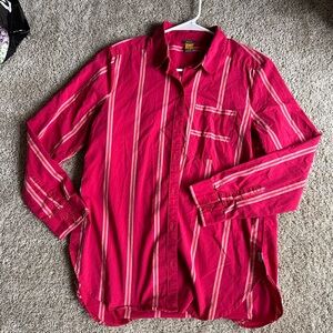 Eddie Bauer Women's Red Striped Button Down Shirt